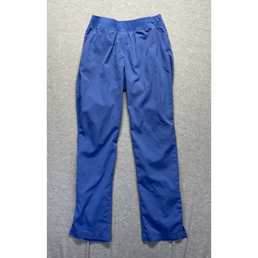 Adar Scrub Pants Womens Medium Light Blue Logo Side Slit Elastic Waist Medical